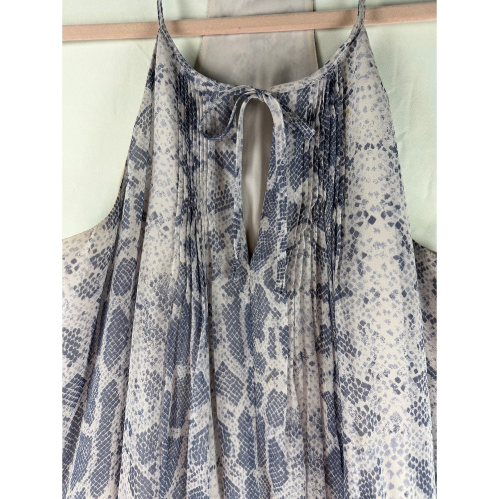 Joie Snakeskin Print Halter Mini Dress Blue Pleated Racerback‎ Small - Picture 2 of 9